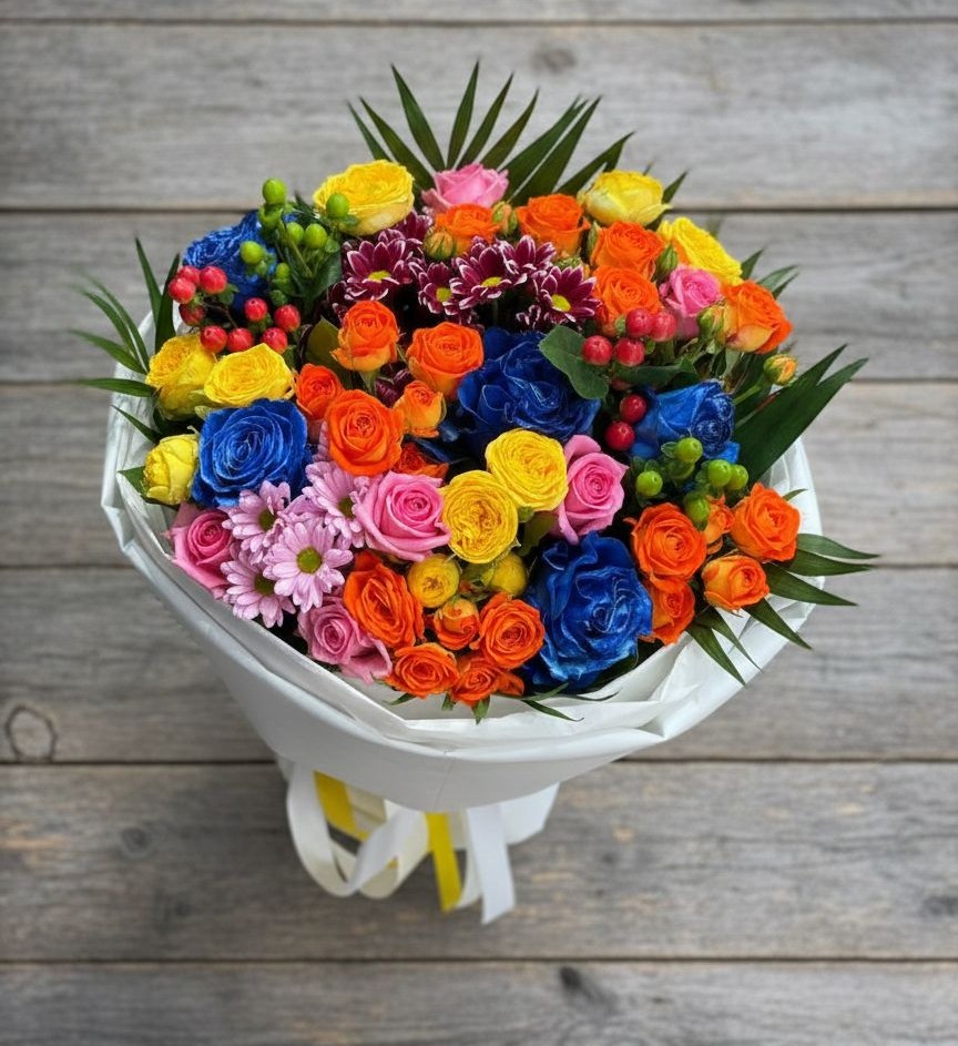 Букет цветов из: Розы и Хризантемы в Северном Белгородской области