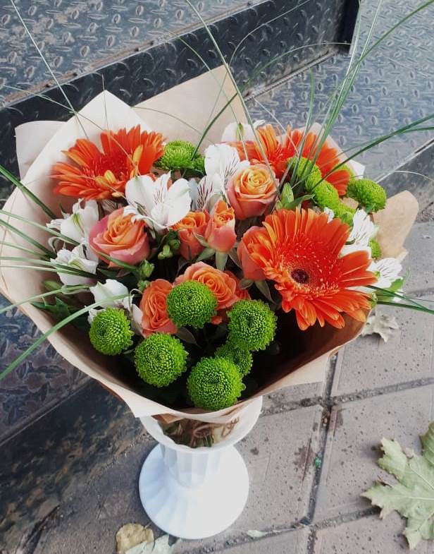 Букет цветов из: Герберы, Хризантемы, Альстромерии и Розы в Северном Белгородской области
