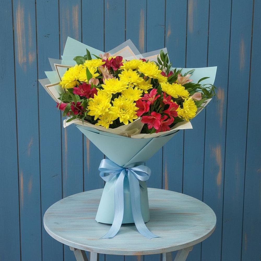 Букет цветов из: Альстромерии и Хризантемы в Северном Белгородской области