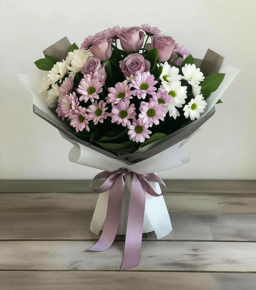 Букет цветов из: Хризантемы и Розы в Северном Белгородской области