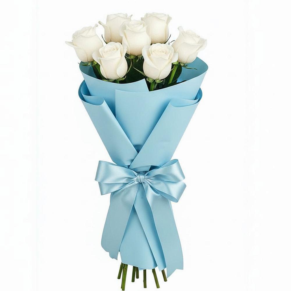 Букет 7 белых роз Проуд в Северном Белгородской области