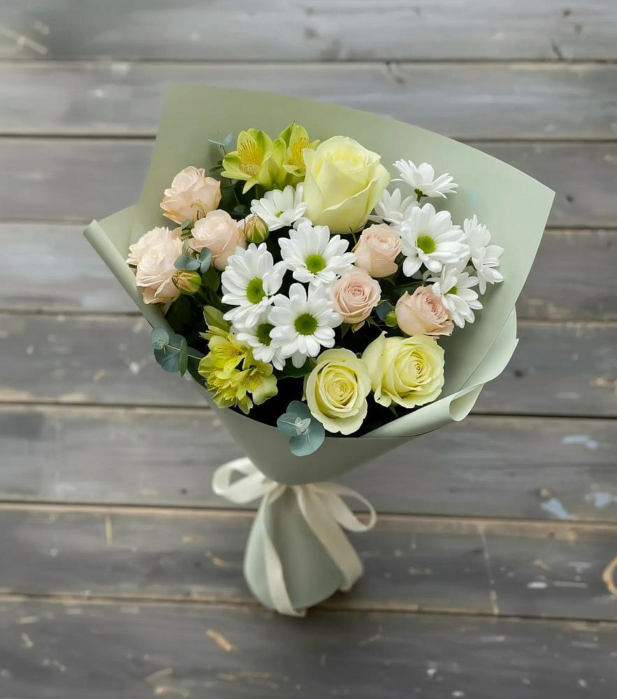 Букет цветов из: Альстромерии, Розы и Хризантемы в Северном Белгородской области