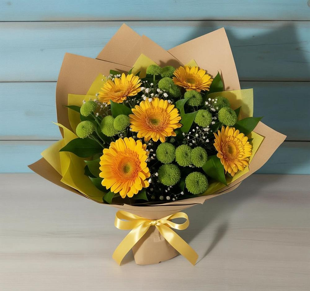 Букет цветов из: Герберы и Хризантемы в Северном Белгородской области