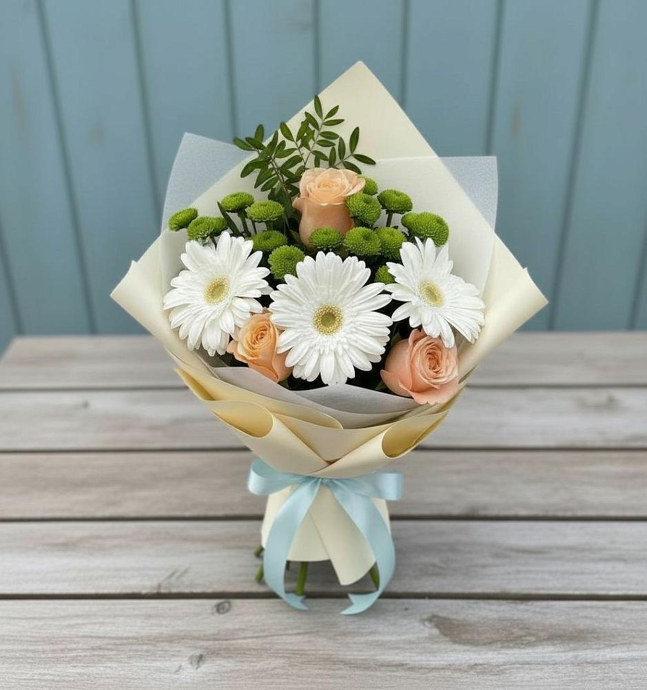 Букет цветов из: Герберы, Розы и Хризантемы в Северном Белгородской области