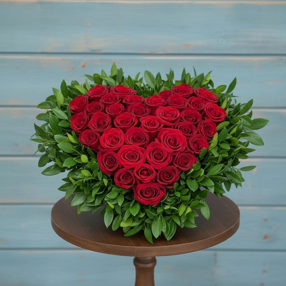 Цветочная композиция из Розы в виде сердца в Северном Белгородской области