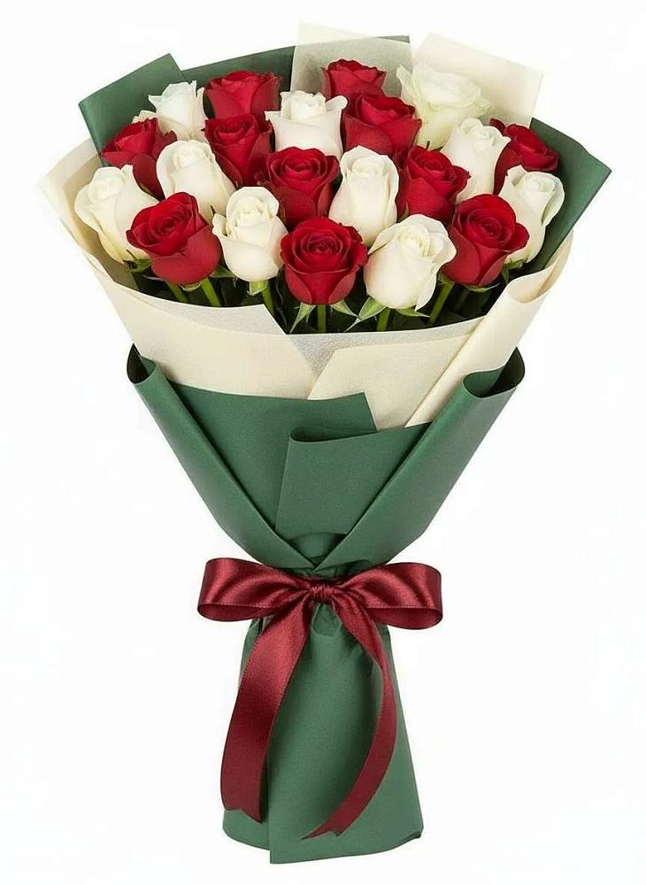 Букет Микс из красных и белых роз в Северном Белгородской области