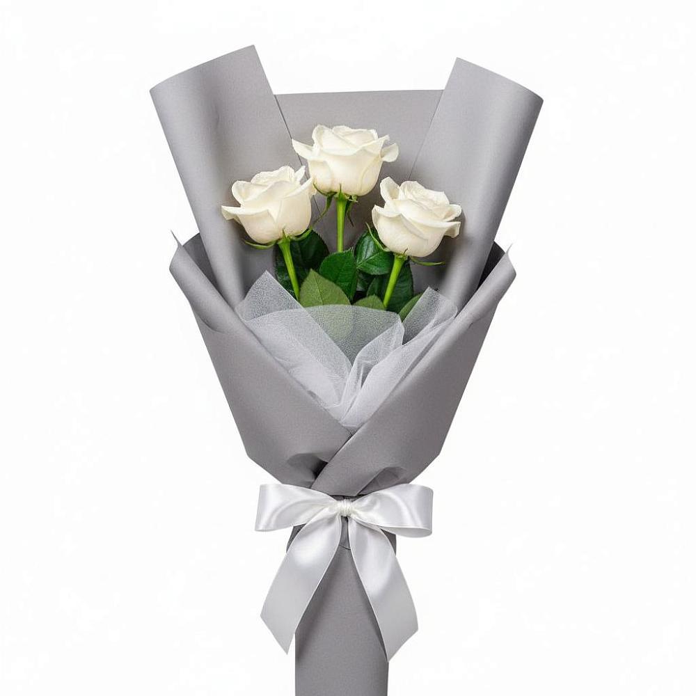 Букет 3 белые розы в Северном Белгородской области