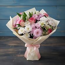 Букет цветов из:  Хризантемы, Альстромерии и Розы в Северном Белгородской области