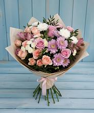 Букет цветов из:  Хризантемы, Розы и Альстромерии в Северном Белгородской области