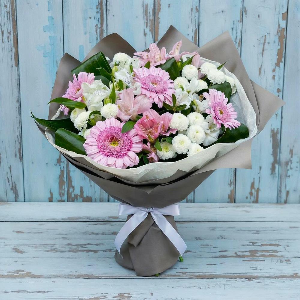 Букет цветов из: Герберы, Альстромерии и Хризантемы в Северном Белгородской области